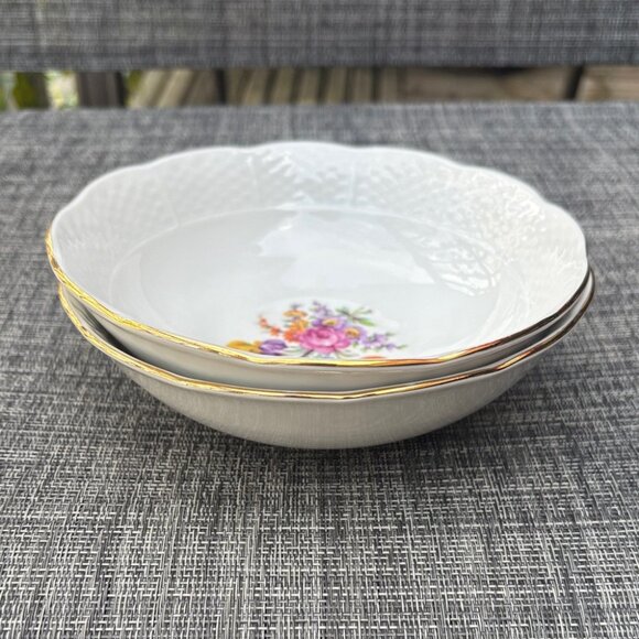 T K Thun V Bohemia Czechoslovakia Floral Porcelain Bowls Set of 2 Vintage - Picture 6 of 7